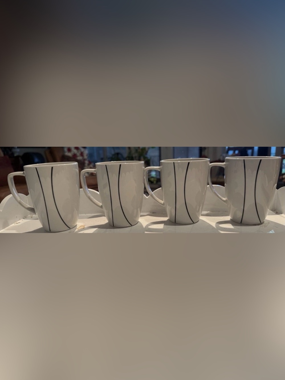 Set of 4 Corelle Coordinates Simple Lines Mugs Cups Porcelain Coffee Tea